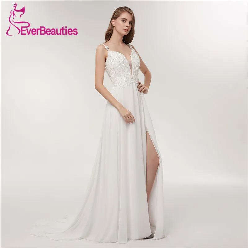 Spaghetti Strap Beach Wedding Dresses 2019 Deep V-Neck Bridal Gown Simple White Chiffon Backless Custom Made Vestido De Noiva
Spaghetti Strap Beach Wedding Dresses 2019 Deep V-Neck Bridal Gown Simple White Chiffon Backless Custom Made Vestido De Noiva