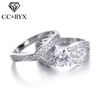 Wide Wedding Ring Set Cubic Zirconia Engagement Rings 2 Pcs CZ Dimond Vintage White Gold color Engagement Woman Ring Set CC228
Wide Wedding Ring Set Cubic Zirconia Engagement Rings 2 Pcs CZ Dimond Vintage White Gold color Engagement Woman Ring Set CC228