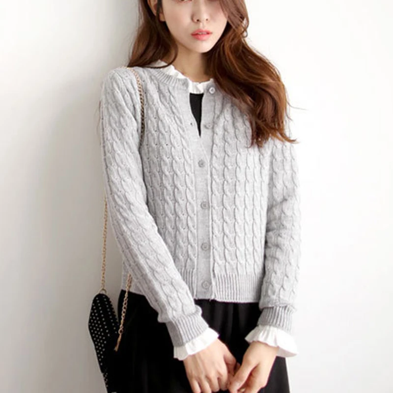 Autumn and winter new Korean loose twist single-breasted knit Korean sweater hot sale cardigan women 7582
Autumn and winter new Korean loose twist single-breasted knit Korean sweater hot sale cardigan women 7582