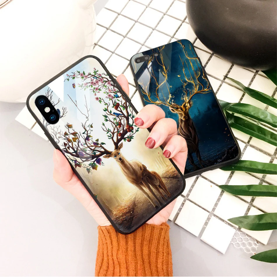 TOMKAS Animal Glass Case For iPhone X 8 7 10 6 Cover Phone Cases For iPhone X 7 8 6 6s Plus Case Luxury Cute TPU PC Covers Coque (23)