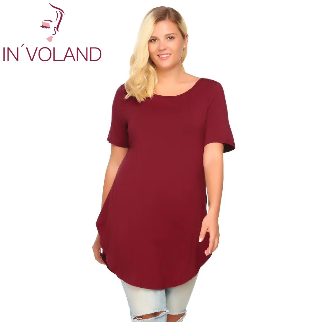 IN'VOLAND Casual T-Shirt Women Plus Size Summer Autumn Short Sleeve Solid Loose Pullovers Long Curved Hem Tshirt Tops Big Sized
IN'VOLAND Casual T-Shirt Women Plus Size Summer Autumn Short Sleeve Solid Loose Pullovers Long Curved Hem Tshirt Tops Big Sized