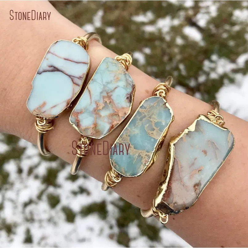 New Arrival Ocean Jaspers Bracelet Sea Foam Green Jaspers Cuff Bracelet With Gold Plating In Adjustable BM11248
New Arrival Ocean Jaspers Bracelet Sea Foam Green Jaspers Cuff Bracelet With Gold Plating In Adjustable BM11248