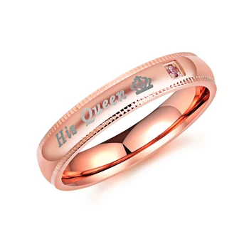 Rose Gold His Queen Crown Rings for Women Stainless Steel Letter Statement Ring with AAA Cubic Zircon Women Accessories 2019
Rose Gold His Queen Crown Rings for Women Stainless Steel Letter Statement Ring with AAA Cubic Zircon Women Accessories 2019