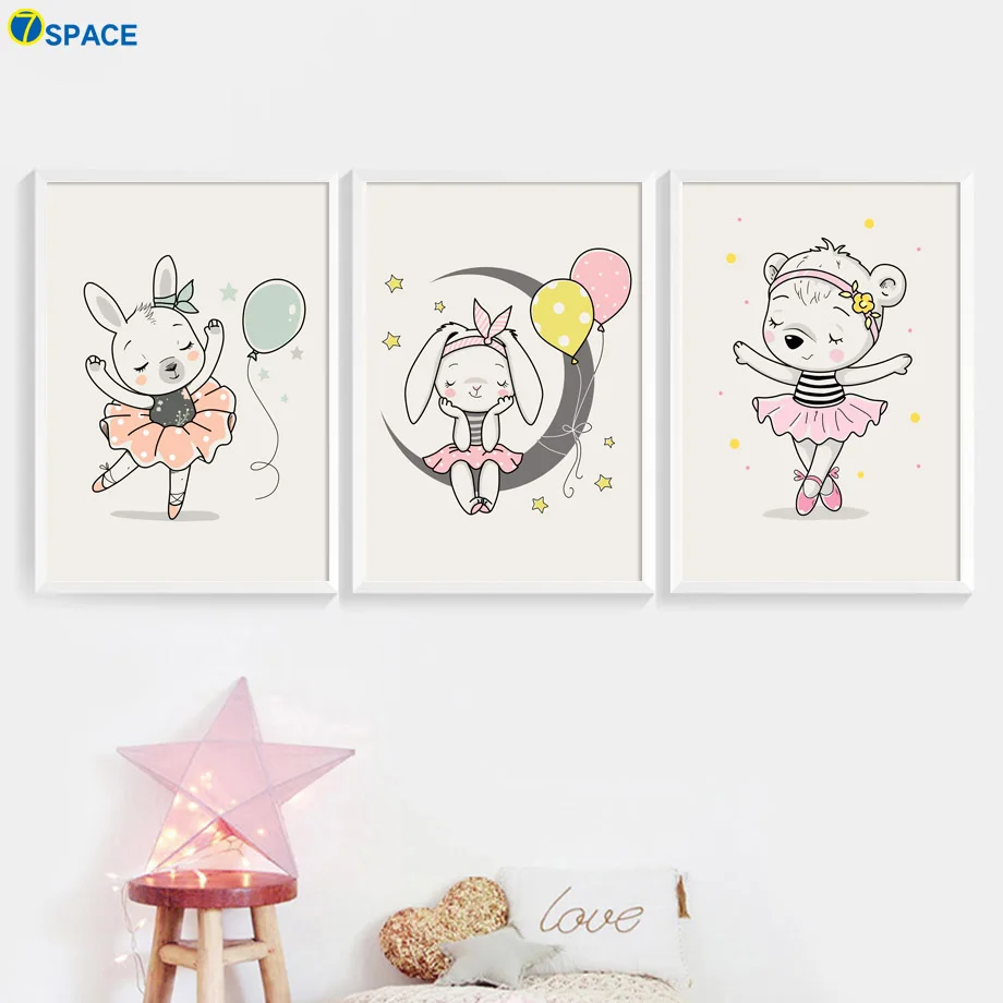Ballet Dancing Rabbit Bear Balloon Moon Nordic Poster Wall Art Canvas Painting Nursery Art Prints Wall Pictures Kids Room Decor
Ballet Dancing Rabbit Bear Balloon Moon Nordic Poster Wall Art Canvas Painting Nursery Art Prints Wall Pictures Kids Room Decor