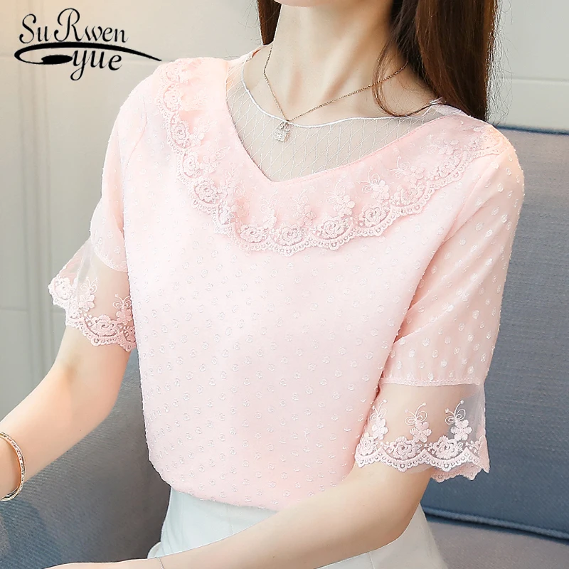 2019 fashion sweet pink summer tops chiffon blouse women shirt short sleeve hollow lace shirt women's clothing blusas 0132 30
2019 fashion sweet pink summer tops chiffon blouse women shirt short sleeve hollow lace shirt women's clothing blusas 0132 30