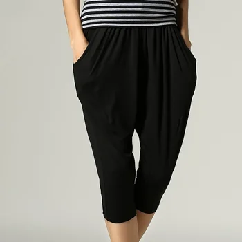 Plus Size Cropped Harem Pants Women Pleasted With Pockets Elastic Waist Black Grey Casual Capris 2016 Summer L -5XL
Plus Size Cropped Harem Pants Women Pleasted With Pockets Elastic Waist Black Grey Casual Capris 2016 Summer L -5XL
