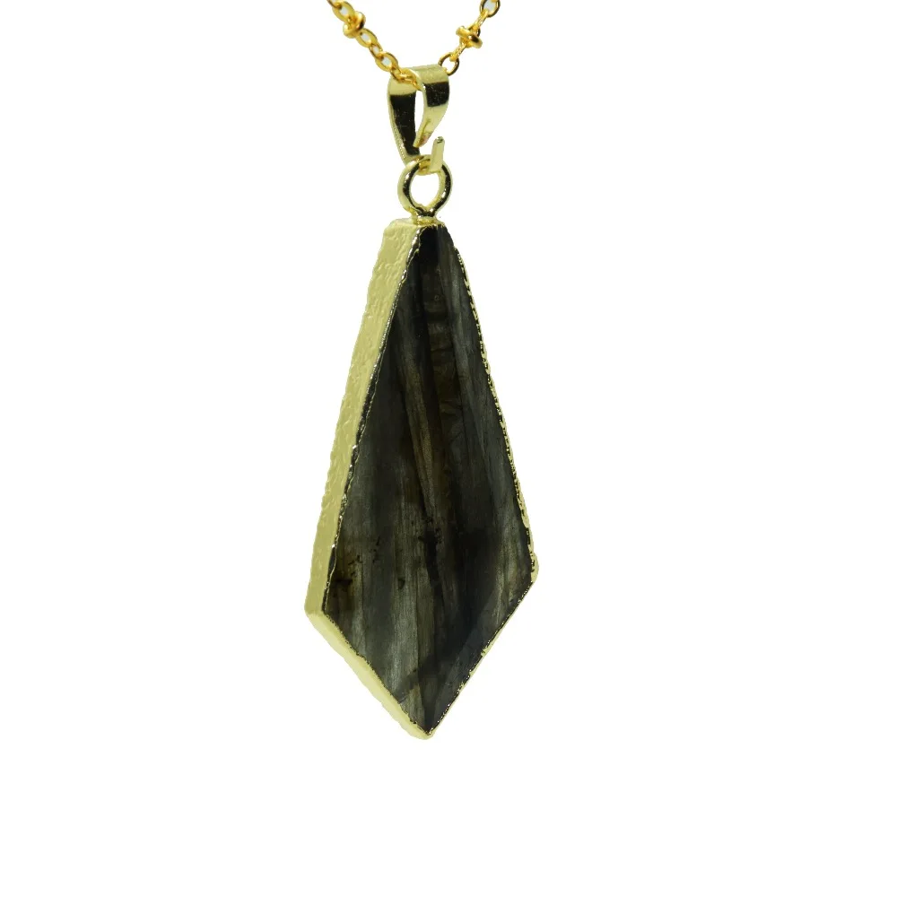 Настоящее ожерелье из натурального кристалла в виде чакры рок золотая цепочка с