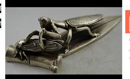 Collectible Decorated Handwork Tibet Silver Carve Mantis Catch Cicada Statue Medicine Tibetan Silver Bronze decoration
Collectible Decorated Handwork Tibet Silver Carve Mantis Catch Cicada Statue Medicine Tibetan Silver Bronze decoration