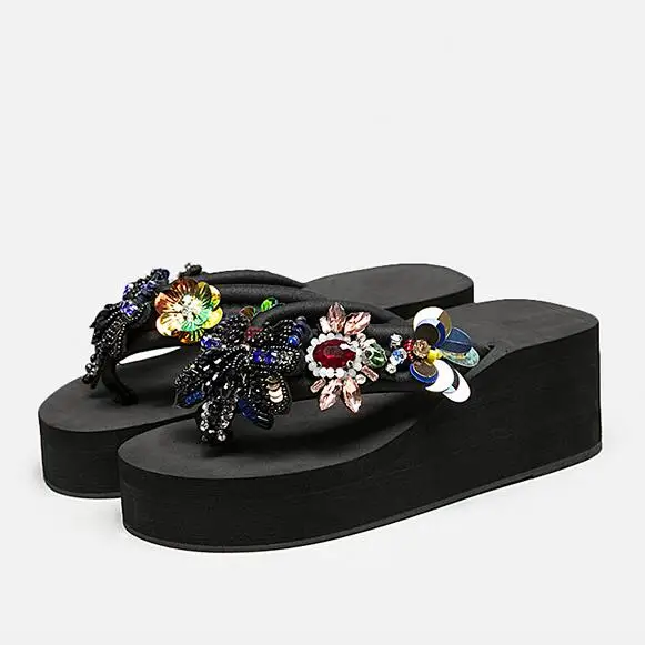 2019 Summer New Beach Shoes Colorful Rhinestone Sequined Flip FLops Platform Wedge Slippers
2019 Summer New Beach Shoes Colorful Rhinestone Sequined Flip FLops Platform Wedge Slippers