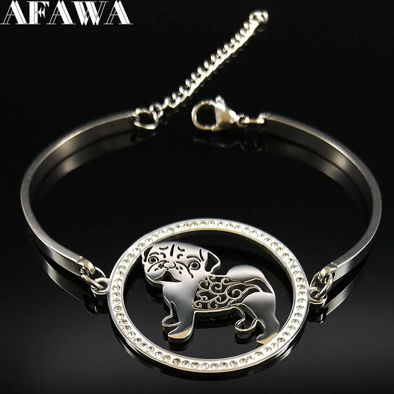2019 New Fashion Pug Dog Crystal Stainless Steel Bracelets Bangles for Women Silver Color Bangles Jewelry jonc bracelet B18329
2019 New Fashion Pug Dog Crystal Stainless Steel Bracelets Bangles for Women Silver Color Bangles Jewelry jonc bracelet B18329