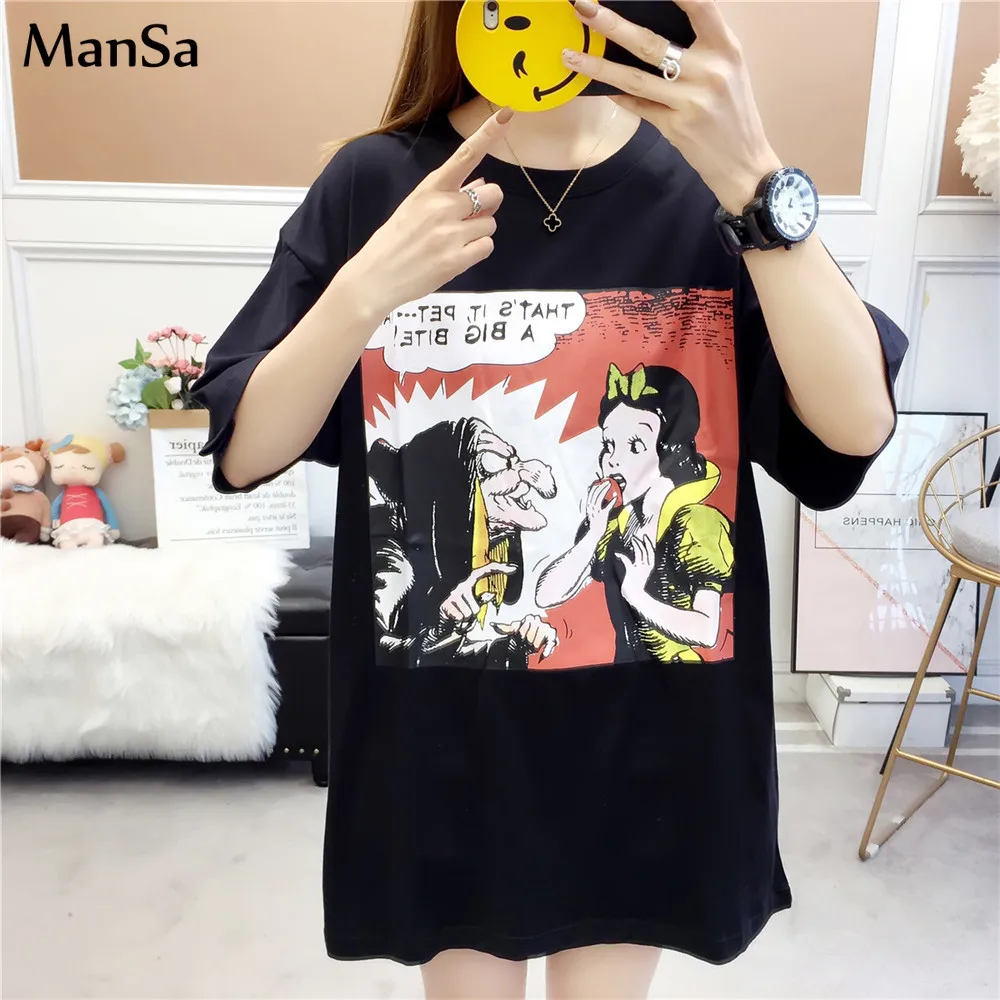 2019 Summer Short-sleeved black White T shirt Women Harajuku Cartoon anime Printed tshirt Female Loose T-shirts Casual Funny Tee
2019 Summer Short-sleeved black White T shirt Women Harajuku Cartoon anime Printed tshirt Female Loose T-shirts Casual Funny Tee