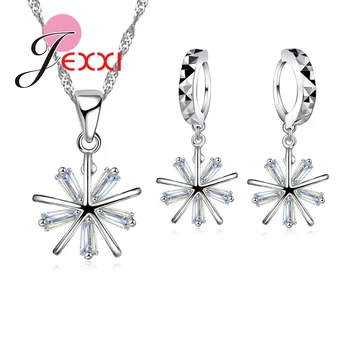 Good Quality 925 Sterling Silver Jewelry Sets Clear Snow Shape Pendant Necklace And 1 Pair Hoop Drop Earrings Anniversary Gifts
Good Quality 925 Sterling Silver Jewelry Sets Clear Snow Shape Pendant Necklace And 1 Pair Hoop Drop Earrings Anniversary Gifts
