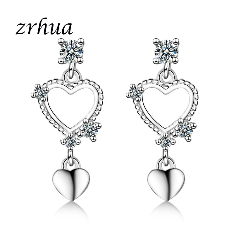 ZRHUA Authentic 100% 925 Sterling Silver Romantic Heart Clear CZ Drop Earrings for Girls Women Fine Jewelry Fashion Hollow Shape
ZRHUA Authentic 100% 925 Sterling Silver Romantic Heart Clear CZ Drop Earrings for Girls Women Fine Jewelry Fashion Hollow Shape