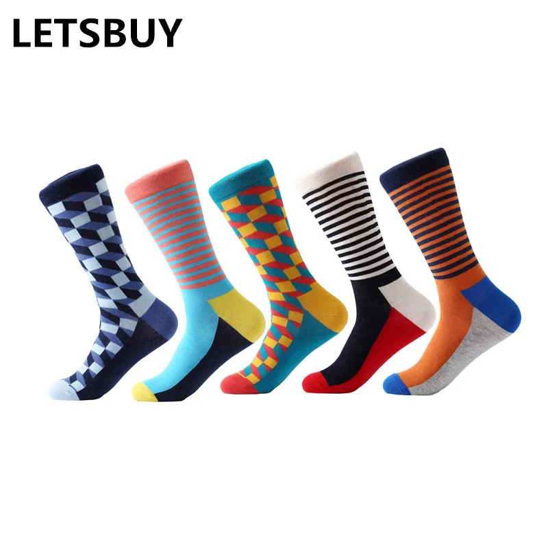 LETSBUY 5 pair/lot novelty socks men's socks cotton funny colorful striped socks fashion man socks for gifts
LETSBUY 5 pair/lot novelty socks men's socks cotton funny colorful striped socks fashion man socks for gifts