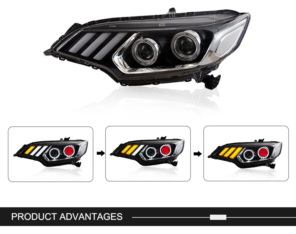 For Honda Fit JAZZ 2014-2017 LED Car Headlight Assembly LED Demon Eyes DRL Turn Signal Lights Projector Lens (5)