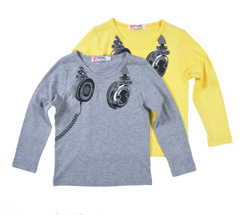 Image Retail Kids Boys long sleeved T shirt candy shirt Childrens coat children autumn clothes cartoon Headphones pattern Boys t shirt