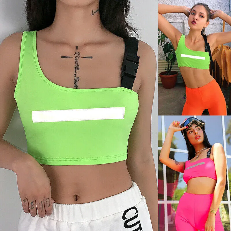 2019 Stylish Women Clubwear Reflect Boho Vest Tank Crop Tops Single Strap Tank Bustier Bras Bralette Off Shoulder Buckle Outwear
2019 Stylish Women Clubwear Reflect Boho Vest Tank Crop Tops Single Strap Tank Bustier Bras Bralette Off Shoulder Buckle Outwear