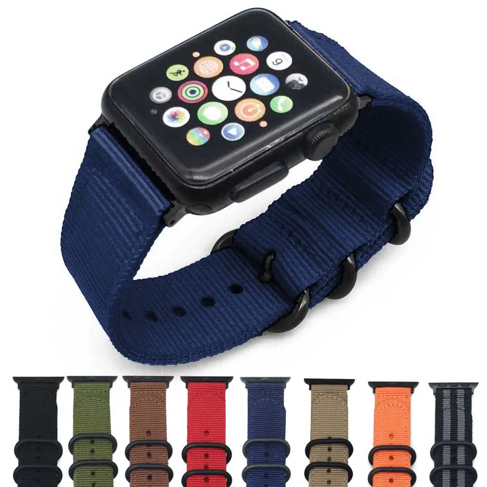 Ремешок нейлоновый Плетеный для apple watch band 42 мм 44 спортивный браслет iwatch 38 40 4/3/2/1