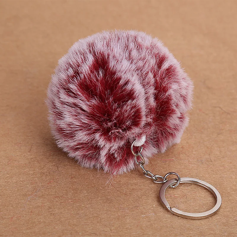 

Big Faux Leather 8CM Fur PomPom KeyChain Rabbit Hair Bulb Bag Pom pom Ball key Chain Pendant Poret Clef for Women Lovely Fluffy
