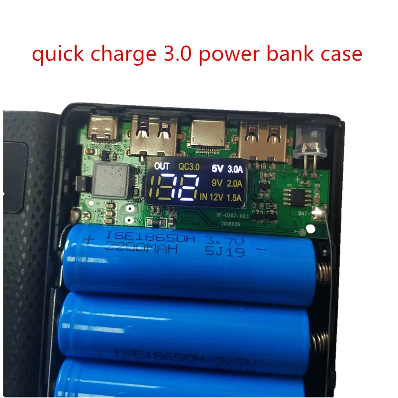 Быстрая зарядка 3 0 Мощность банка 18650 чехол QC3.0 5В 9В 12В держатель литиевой батареи