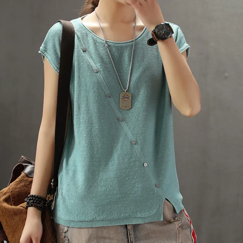 Johnature 10 Color Women T-Shirt Summer Cloths 2019 New O-Neck Short Sleeve Button Solid Color Soft Women T-Shirts
Johnature 10 Color Women T-Shirt Summer Cloths 2019 New O-Neck Short Sleeve Button Solid Color Soft Women T-Shirts