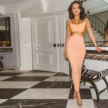 New Fashion Hotstyle Collection Summer Bandage Women Orange 2 Piece Set With Long D Casual Outfit Gilr Dress Party Vestidos
New Fashion Hotstyle Collection Summer Bandage Women Orange 2 Piece Set With Long D Casual Outfit Gilr Dress Party Vestidos