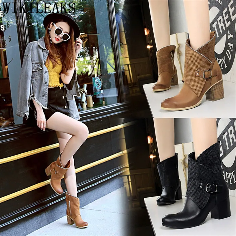 bigtree shoes high heels boots women rivet fashion wood grain thick heel belt buckle ankle boots for women botines mujer 2019
bigtree shoes high heels boots women rivet fashion wood grain thick heel belt buckle ankle boots for women botines mujer 2019
