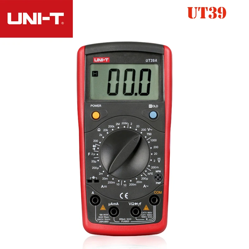 UNI-T UT39A+/UT39C+/UT39E Digital Multimeter AC DC Handheld multimetro ture RMS Data Hold Multimetro tester with LCD display
UNI-T UT39A+/UT39C+/UT39E Digital Multimeter AC DC Handheld multimetro ture RMS Data Hold Multimetro tester with LCD display