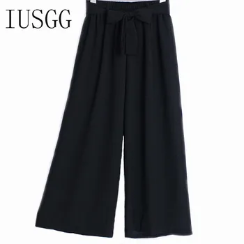Women Casual Chiffon High Waist Pants Wide Leg Pants Bow Tie Elastic Waist Solid Loose Ankle-Length Pants Simple Vintage Women 
Women Casual Chiffon High Waist Pants Wide Leg Pants Bow Tie Elastic Waist Solid Loose Ankle-Length Pants Simple Vintage Women