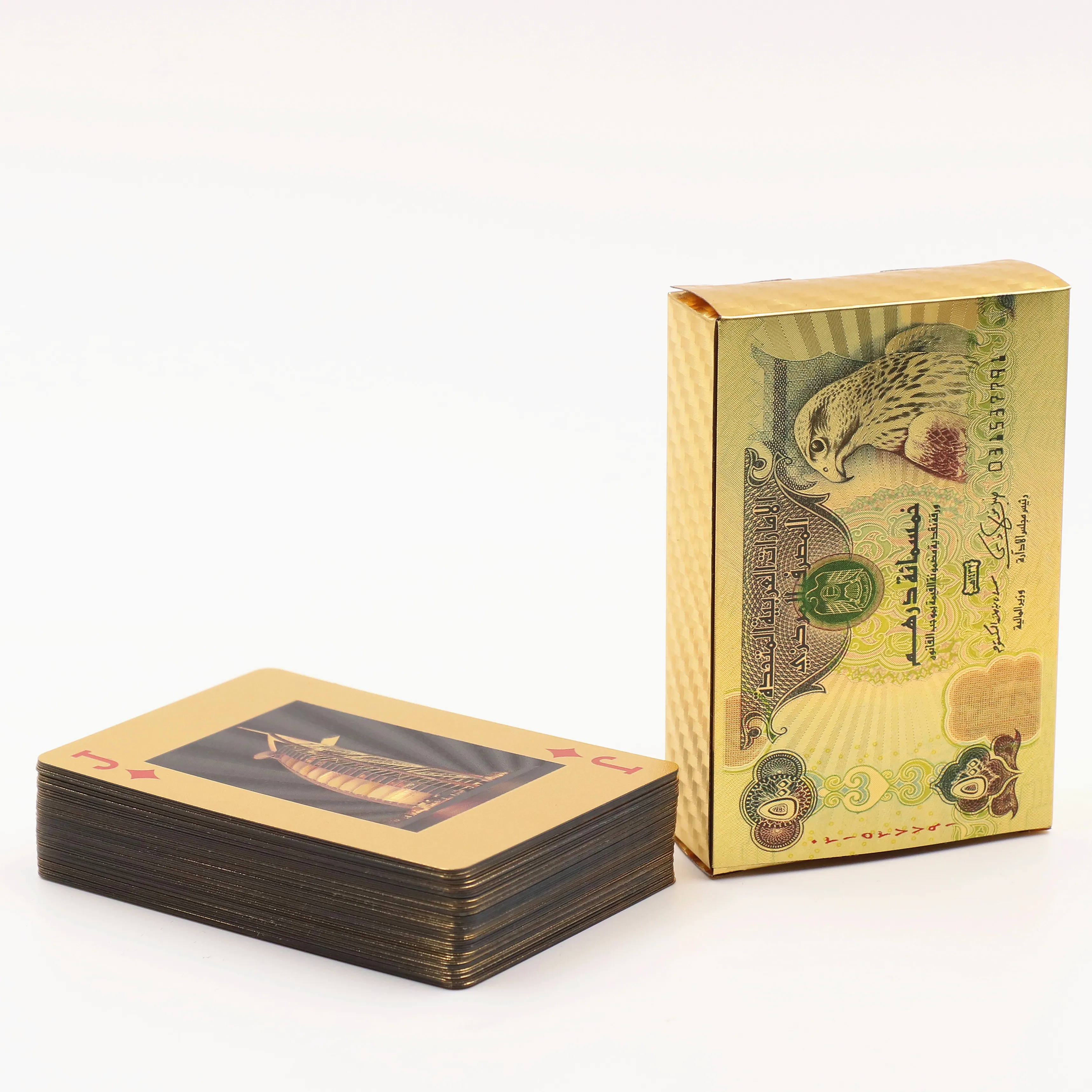 24K Dubai Playing Cards landscape Currency Dirham Poker Game Deck Gold Foil Poker Set Plastic Magic Card Waterproof Magic Cards
24K Dubai Playing Cards landscape Currency Dirham Poker Game Deck Gold Foil Poker Set Plastic Magic Card Waterproof Magic Cards