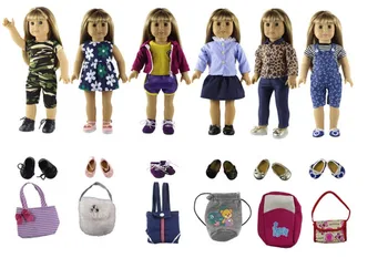 New Style 6 Set Doll Clothes +3 Pairs Random Shoes+3 Random Bags for 18 inch American Doll Princess Costumes Outfit
New Style 6 Set Doll Clothes +3 Pairs Random Shoes+3 Random Bags for 18 inch American Doll Princess Costumes Outfit