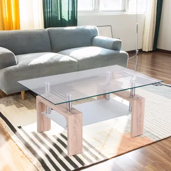 Goplus Rectangular Glass Coffee Table with Storage Shelf Modern Wood Legs Side Coffee Table Living Room Home Furniture HW52022
Goplus Rectangular Glass Coffee Table with Storage Shelf Modern Wood Legs Side Coffee Table Living Room Home Furniture HW52022