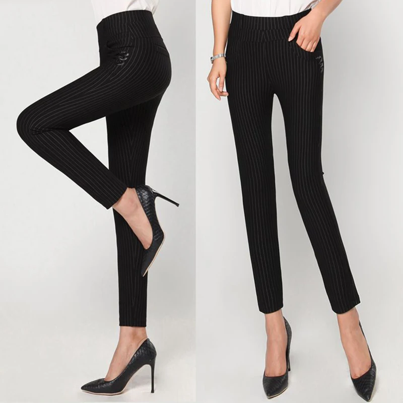 Plus Size Strip Pencil Hight Waist Women Pants 2019 Female Autumn Tight Cropped Black Suit Pants Ladies Classic Pockets Trousers
Plus Size Strip Pencil Hight Waist Women Pants 2019 Female Autumn Tight Cropped Black Suit Pants Ladies Classic Pockets Trousers