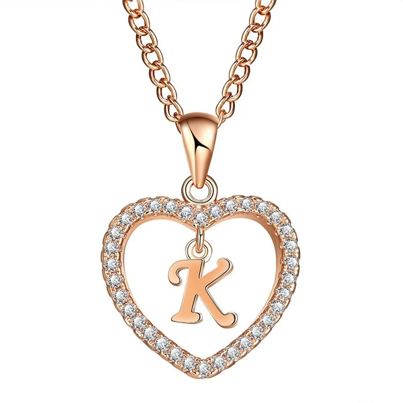Romantic Gold Color Cubic Zirconia Love Heart Crystal Pendant Letter Name Necklace Charm Women 26 Capital Letters Choker Jewelry
Romantic Gold Color Cubic Zirconia Love Heart Crystal Pendant Letter Name Necklace Charm Women 26 Capital Letters Choker Jewelry
