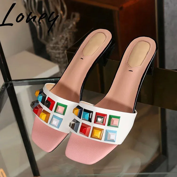 Loney New Pink Genuine Leather Studded Summer Slippers Open Toe Slip On Low Heel Beach Sandal Slippers Shoes Women Ladies
Loney New Pink Genuine Leather Studded Summer Slippers Open Toe Slip On Low Heel Beach Sandal Slippers Shoes Women Ladies
