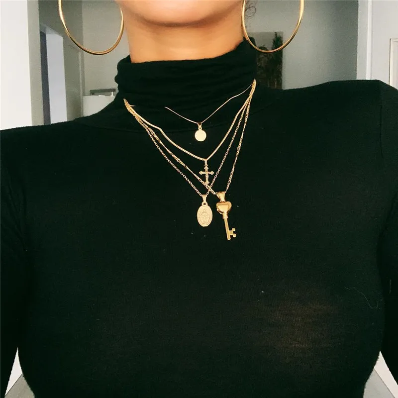 Bohemian Classic Cross Lock Key Sequins Virgin Mary Round Portrait Gold Necklace Set Lady Wedding Party Jewelry Gifts
Bohemian Classic Cross Lock Key Sequins Virgin Mary Round Portrait Gold Necklace Set Lady Wedding Party Jewelry Gifts