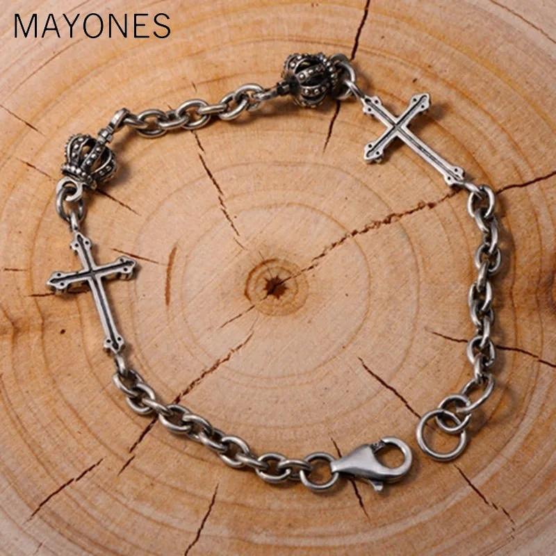 Elegant Ladys Cross Crown Chain Bracelet Women 100% Sterling Silver 925 Thai Silver Thin Bracelet Female Simple Style Jewelry
Elegant Ladys Cross Crown Chain Bracelet Women 100% Sterling Silver 925 Thai Silver Thin Bracelet Female Simple Style Jewelry