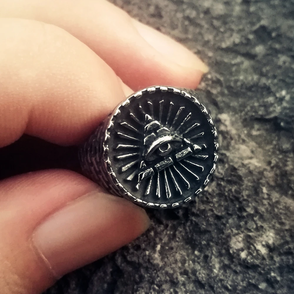 Vintage Masonic Eye of Providence Stainless Steel Ring Freemasonry Biker Rings Mens Jewelry
Vintage Masonic Eye of Providence Stainless Steel Ring Freemasonry Biker Rings Mens Jewelry