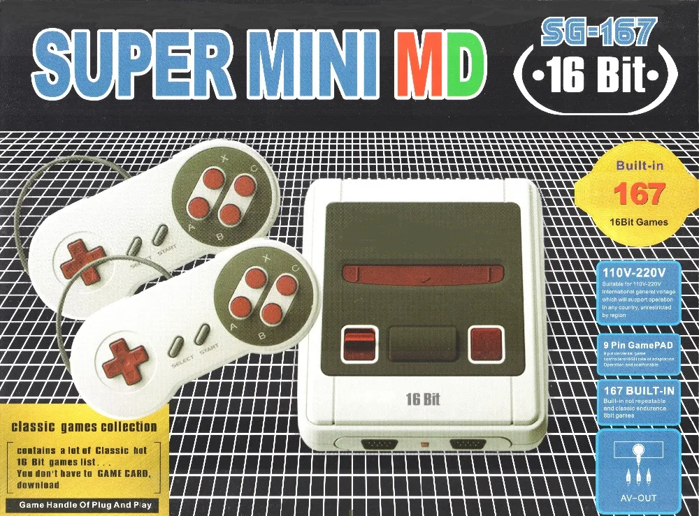 16 Bit Retro Mini Video Game Console Built-In 167 Classic Games Family Handheld Game Console Child gift Christmas Support AV
16 Bit Retro Mini Video Game Console Built-In 167 Classic Games Family Handheld Game Console Child gift Christmas Support AV