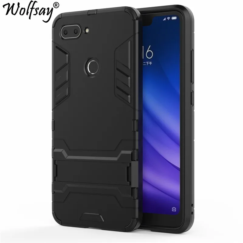 Чехол Wolfsay для Xiaomi Mi 8 Lite тонкий ПК + мягкая резиновая броня чехол телефона Fundas Mi8x |