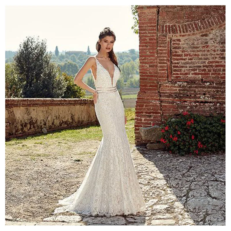 Mermaid Wedding Dress Sexy Lace Bride Gown Appliques V neck Sexy Backless Boho Wedding Dress vestidos de novia
Mermaid Wedding Dress Sexy Lace Bride Gown Appliques V neck Sexy Backless Boho Wedding Dress vestidos de novia