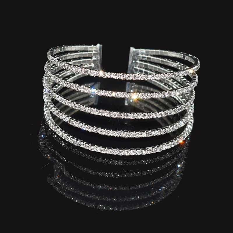 Fashion Rhinestone Stretch Silver Bracelets Femme Crystal Multi-layer Cuff Bracelet Bracelets Bling Wedding Jewelry
Fashion Rhinestone Stretch Silver Bracelets Femme Crystal Multi-layer Cuff Bracelet Bracelets Bling Wedding Jewelry