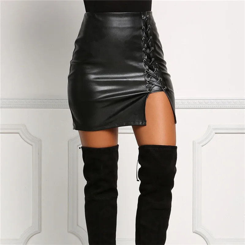 Sexy Women PU Bandage Leather Pencil Bodycon Casual Slim Solid High Waist Mini Skirt Black Regular Size Summer Autumn Clothes
Sexy Women PU Bandage Leather Pencil Bodycon Casual Slim Solid High Waist Mini Skirt Black Regular Size Summer Autumn Clothes