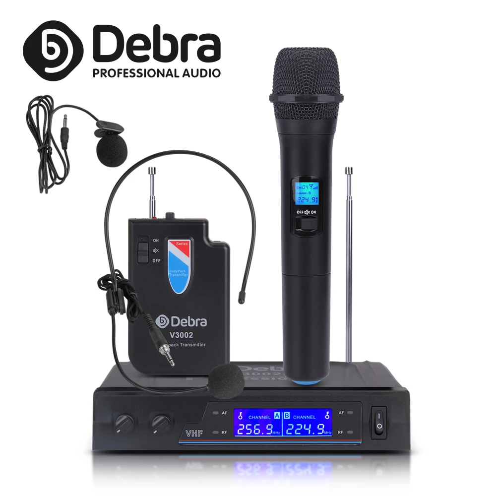 Debra Audio V3002 VHF Wireless with Handheld and Lavalier and Headset Microphone Mic System for Church, Wedding, Karaoke!!!
Debra Audio V3002 VHF Wireless with Handheld and Lavalier and Headset Microphone Mic System for Church, Wedding, Karaoke!!!