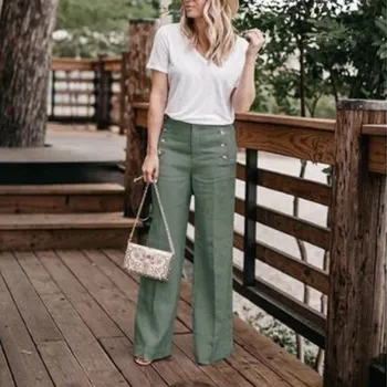 Plus Size 3XL 2019 Summer Cotton Linen Women Wide Legs Pants Casual Solid High Waist Button Trousers Loose Pants
Plus Size 3XL 2019 Summer Cotton Linen Women Wide Legs Pants Casual Solid High Waist Button Trousers Loose Pants