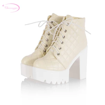 Chainingyee street style comfortable round toe ankle boots lace-up platform black beige white high-heeled women's riding boots
Chainingyee street style comfortable round toe ankle boots lace-up platform black beige white high-heeled women's riding boots