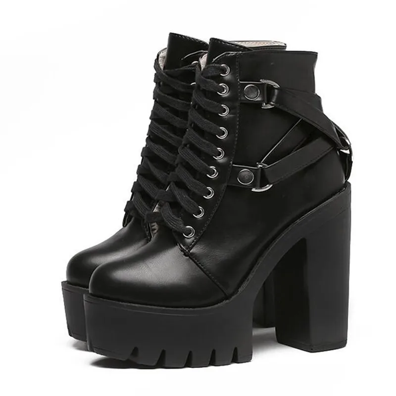 Fashion Black Boots Women Heel Spring Autumn Lace-up Soft Leather Platform Shoes Woman Party Ankle Boots High Heels
Fashion Black Boots Women Heel Spring Autumn Lace-up Soft Leather Platform Shoes Woman Party Ankle Boots High Heels