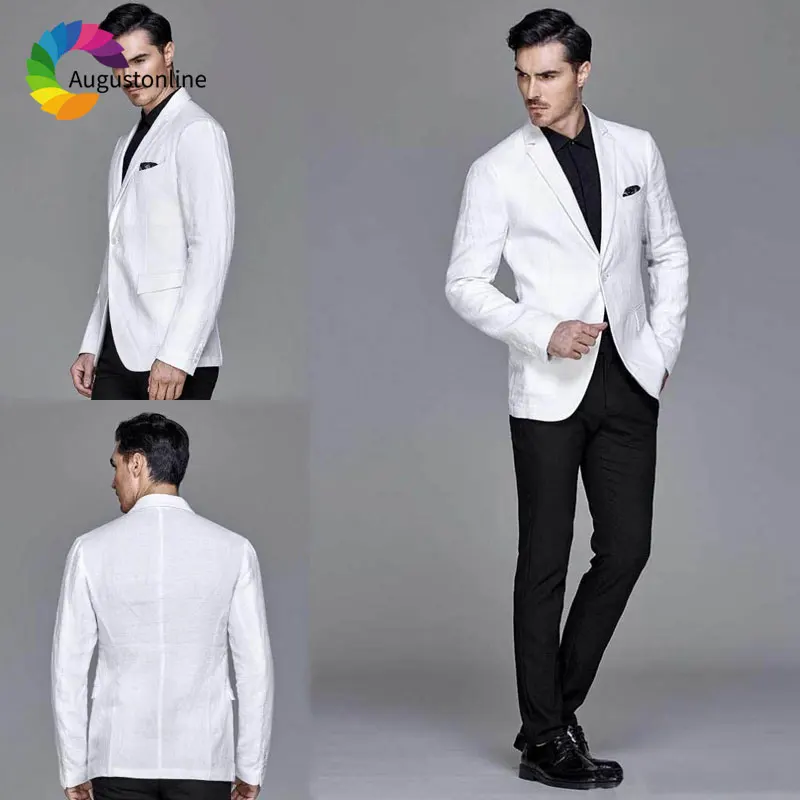 Summer Classic White Linen Mens Suits Black Pants Blazer Jacket Custom Made Terno Masculino Slim Fit Groom Tuxedos Costume Homme
Summer Classic White Linen Mens Suits Black Pants Blazer Jacket Custom Made Terno Masculino Slim Fit Groom Tuxedos Costume Homme
