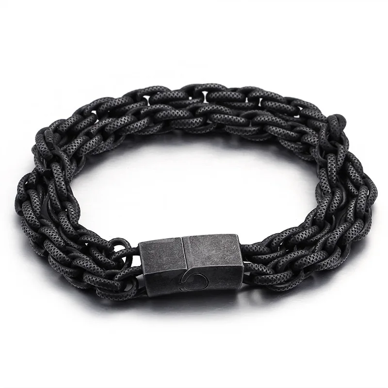 

Титановый мужской черный браслет из нержавеющей стали, Япония и Южная Корея, креативные подарки