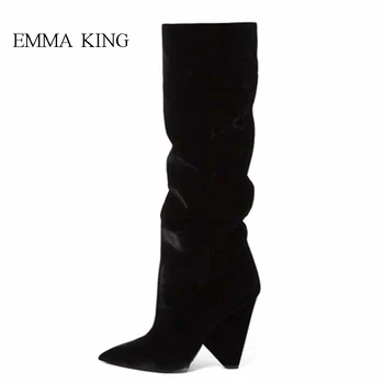 All-match Suede Runway Knee High Boots Women Winter Pointed Toe Spike Heels Shoes Woman Slouch Time Slip on Black Long Boots
All-match Suede Runway Knee High Boots Women Winter Pointed Toe Spike Heels Shoes Woman Slouch Time Slip on Black Long Boots